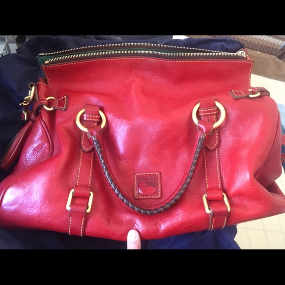Dooney & Bourke Italy Florentine Leather Vaccetta satchel red bag - Picture 3 of 16